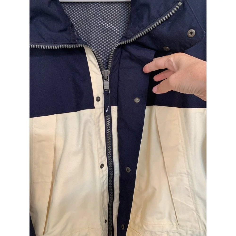 Vintage Nautica Mens Colorblock Sailing Jacket Navy‎ Cream Yachting Jacket / L